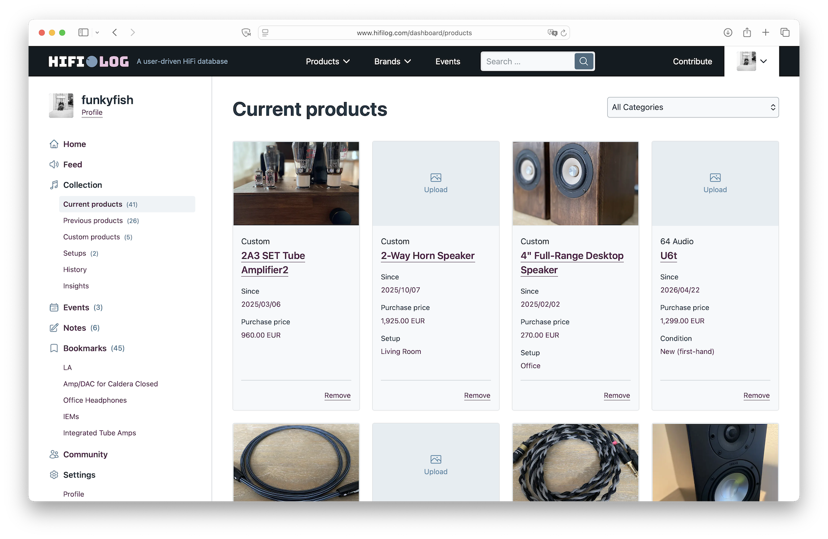 Screenshot of the dashboard of a signed-in user, with the feed, the insights and the events